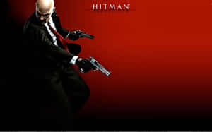 Hitman Absolution 刺客在紅色漸變背景上瞄準兩把手槍。