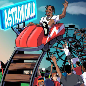 男子在AstroWorld乘坐紅色過山車，興奮的人群在歡呼。