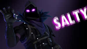 Fortnite角色，眼睛發光，帶有霓虹鹽標誌。 — 雷文克勞 GIF 壁紙