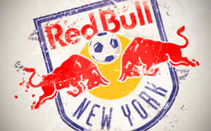 Red Bull New York 足球隊標誌，兩頭衝鋒的公牛和一個足球。