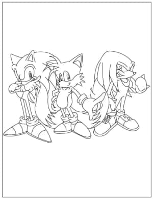 Sonic、Tails和Amy的黑白線稿，供填色用。 — 超音鼠 壁紙