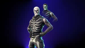 兩個Fortnite骷髏角色擺出帶有發光藍色點綴的姿勢。