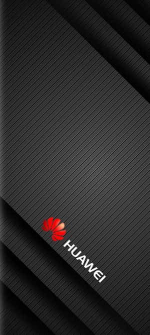 黑色紋理牆紙，中央有紅色華為標誌。 — Huawei 壁紙