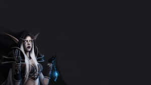 擁有發光藍色魔法和白髮的奇幻精靈女性，身穿深色服裝。
