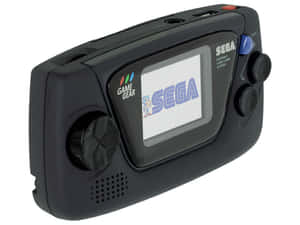 黑色Sega Game Gear手提遊戲機，屏幕顯示Sega標誌和超音鼠。