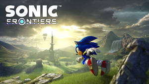 Sonic the Hedgehog 喺有山同瀑布嘅風景中奔跑。