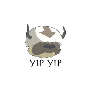 卡通氂牛頭，有角，額頭上有箭頭，標有 yip yip。