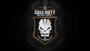 Call of Duty Black Ops II 遊戲標誌，帶有骷髏標誌，置於深色背景上