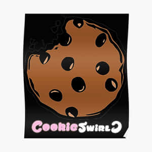 一個帶有咬痕和 'Cookie Swirl' 文字的朱古力曲奇圖形海報。