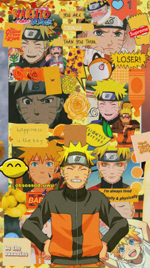 Naruto動漫拼貼畫，附有語錄和貼紙。 — 火影忍者 壁紙