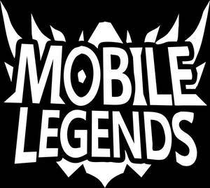 黑色背景上以粗體白色文字顯示的 Mobile Legends 遊戲標誌。