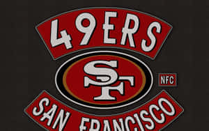 在深色布料上刺繡的三藩市49人NFL球隊標誌。