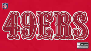 紅色NFL 49ers足球球衣，帶有白色輪廓的球隊名稱和尺寸標籤。