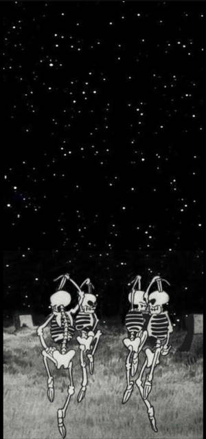 骷髏跳舞、星空、唯美夜景