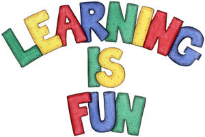 色彩繽紛的紋理字母以俏皮的3D風格拼出「Learning is Fun」。