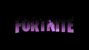 紫色漸變嘅Fortnite標誌，有紙碎圍住嘅羊駝頭，背景係黑色。 — 型格 Fortnite 壁紙