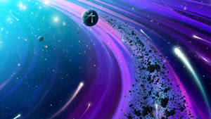 深空中充滿星星和小行星的鮮豔宇宙星雲。