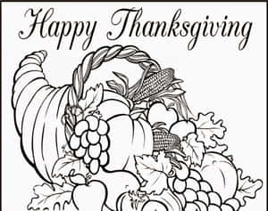 Happy Thanksgiving 豐收角裝滿了南瓜、葡萄和玉米。