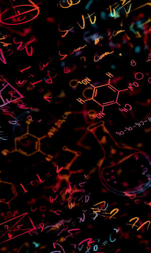 發光的科學方程式和化學結構在黑暗中漂浮。