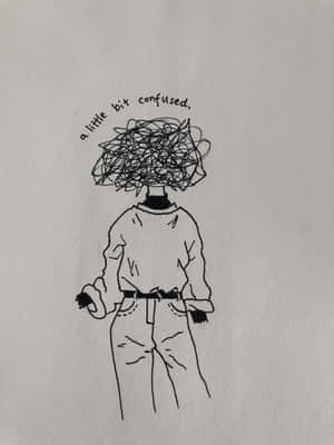 一個人物，塗鴉頭標有「有點困惑」，雙手插袋站立。 — 唯美花朵動圖 壁紙