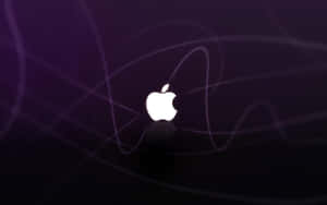 白色Apple標誌，在深紫色背景上帶有發光軌跡