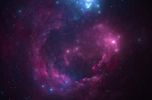 充滿活力的宇宙星雲，帶有旋轉的洋紅色和藍色雲層以及散落的星星。