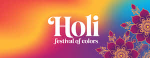 帶有漸變背景和花卉設計的 Holi festival of colors 橫幅