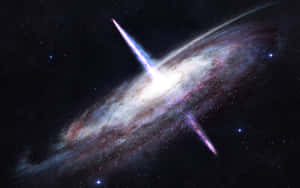 一個螺旋星系，帶有發光的紫色和白色旋臂，在星空背景下閃耀。 — 1920x1200 壁紙
