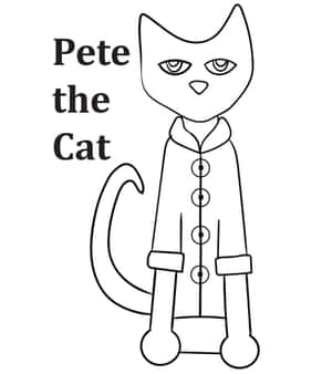 Pete the Cat 穿著有鈕扣外套的線條畫插圖 — Honor Magic V 壁紙