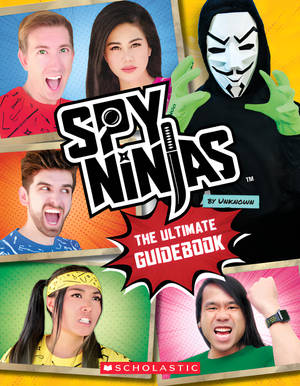 Spy Ninjas 書籍封面，有五個表情豐富的年輕人和一個戴面具的人物。 — 忍者 壁紙