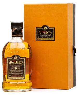 Aberfeldy 21年威士忌酒瓶配橙色禮盒