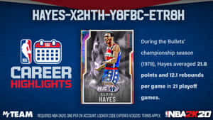 NBA 2K20 MyTeam卡，展示Elvin Hayes在1978年Bullets季後賽賽季的職業生涯數據。