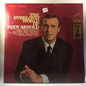 Eddy Arnold穿著西裝在紅色背景前的復古鄉村音樂專輯封面。 — 專輯封面 壁紙