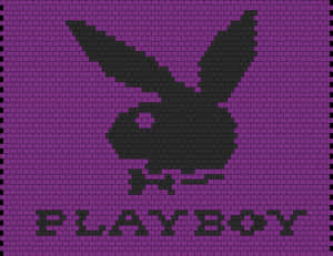 紫色磚牆上像素化嘅Playboy兔仔標誌，下面有字樣。