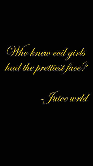 黑色背景，Juice wrld 的金色草書引言