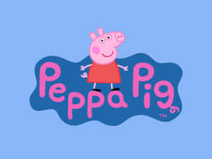 Peppa Pig 卡通角色站在她節目的標誌上。