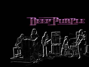Deep Purple 樂隊在舞台上表演，帶有紫色霓虹燈標誌。 — 淺紫色動態圖片 壁紙