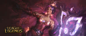 穿著華麗盔甲的奇幻女性，靠著散發光芒的魔法效果 — 英雄聯盟 壁紙