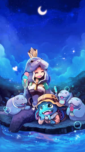 戴海豹帽嘅女仔同海豹朋友喺星空下