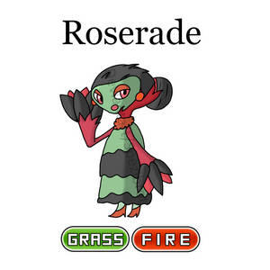 草同火屬性嘅 Roserade 寶可夢開心咁揮手。 — 火 壁紙