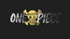 One Piece動畫標誌，金色骷髏頭和交叉骨頭在黑色背景上。