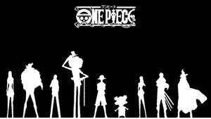 《One Piece》動漫角色以白色剪影形式呈現，背景為黑色。 — 海賊王 壁紙
