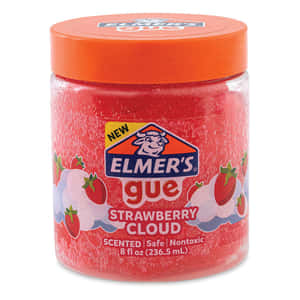 一個帶橙色蓋子的草莓香味Elmer's膠水罐。 — 淺粉紅色 壁紙