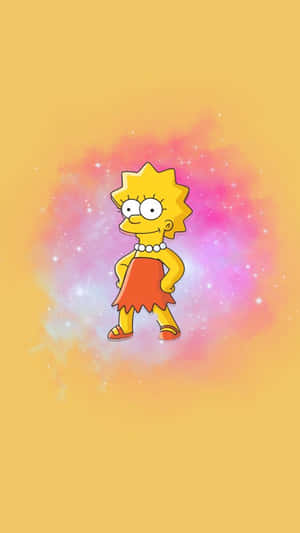 麗莎·辛普森在一個有星星和星雲背景的星系中。