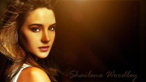 溫暖光線下的 Shailene Woodley 肖像，頭髮飄逸，背景柔焦。