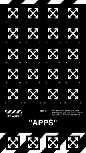 黑色背景，白色箭頭標誌以網格圖案排列，帶有品牌文字。