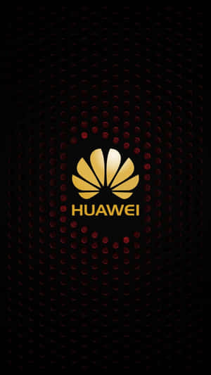 金色Huawei標誌在黑色背景上帶有紅點圖案 — Huawei 壁紙