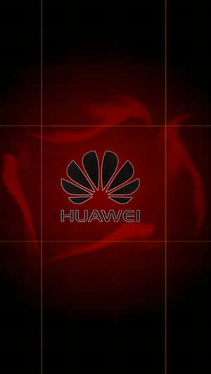 深色背景上帶有紅色抽象漩渦和網格線的Huawei標誌 — Huawei 壁紙