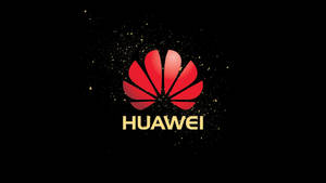 帶有金色粒子的黑色背景上，紅色Huawei標誌配以金色文字。 — 凌志標誌 GIF 壁紙