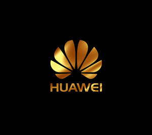 純黑背景上的金色Huawei標誌 — Huawei 壁紙